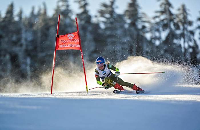 Shiffrin took third in the giant slalom at Killington in November, one of her 13 podiums this season. Photograph by Erick W. Rasco